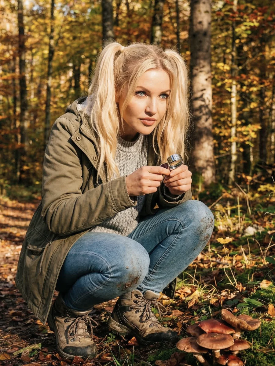 Luna beim Pilzesammeln